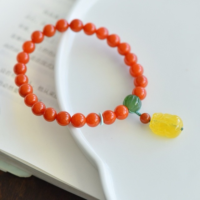 天然南红玛瑙手串满色满肉正品川料柿子红南红玛瑙高品质器型规整