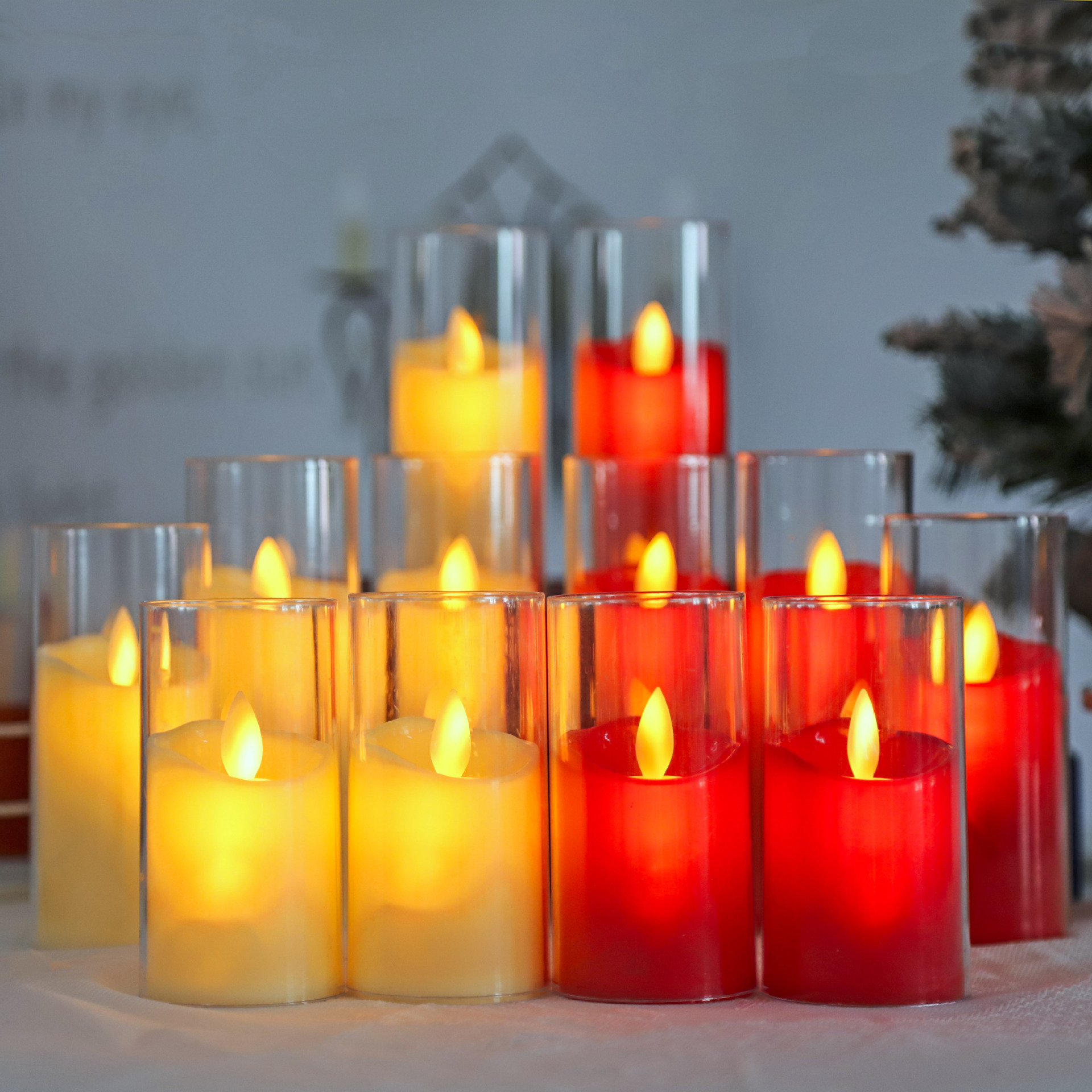 LED Swing Simulation Glass Electric Candle Lamp Red Festive Household Candle Romantic Wedding Atmosphere Decoration
