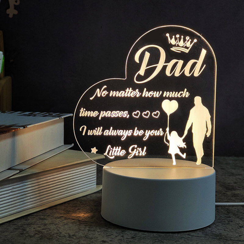 Cross-Border Hot Sale Blessing Words 3D Small Night Lamp Creative Text for Father Mother's Day Lover Acrylic LED Light USB