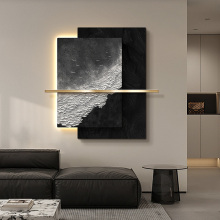 黑白感简约现代客厅装饰画肌理入户高级画抽象玄关挂画沙发背景画