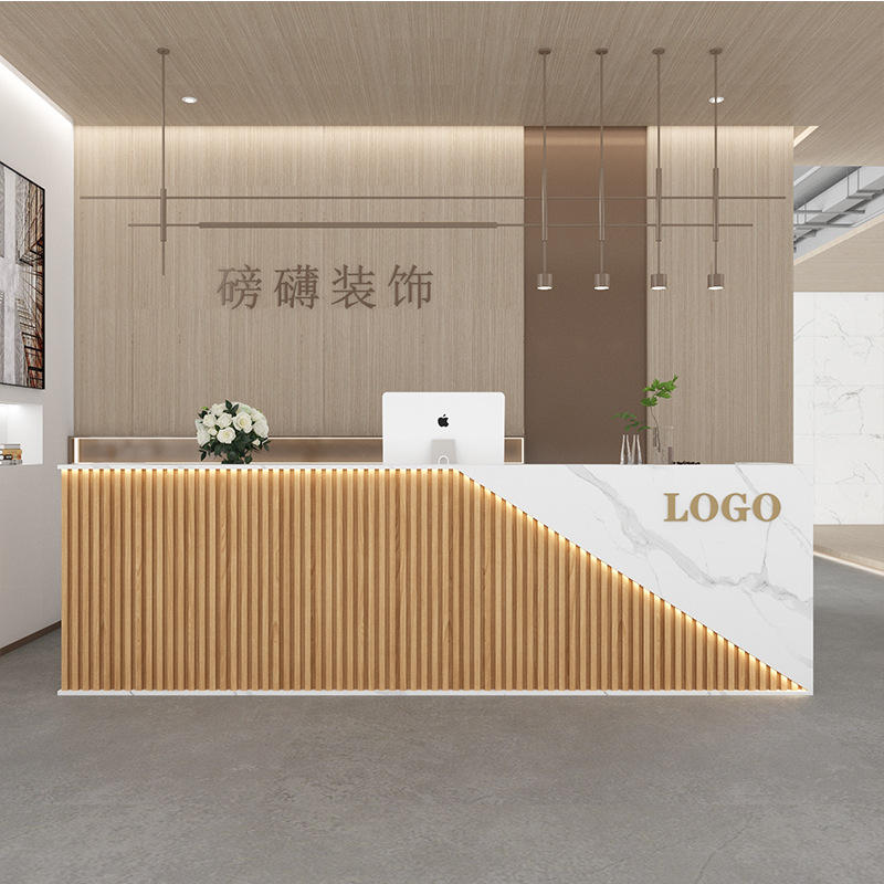 现代简约公司前台美容院吧台小型店铺收银台民宿酒店接待柜台批发