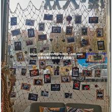 墙面创意装饰挂网麻绳网格照片墙渔网幼儿园环创挂画挂墙装饰网绳