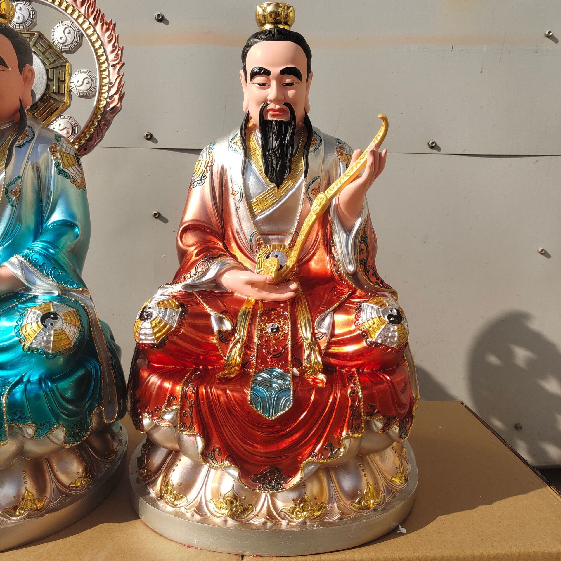 树脂玻璃钢铜彩灵宝天尊神像 道德天尊 元始天尊家用供奉三清佛像