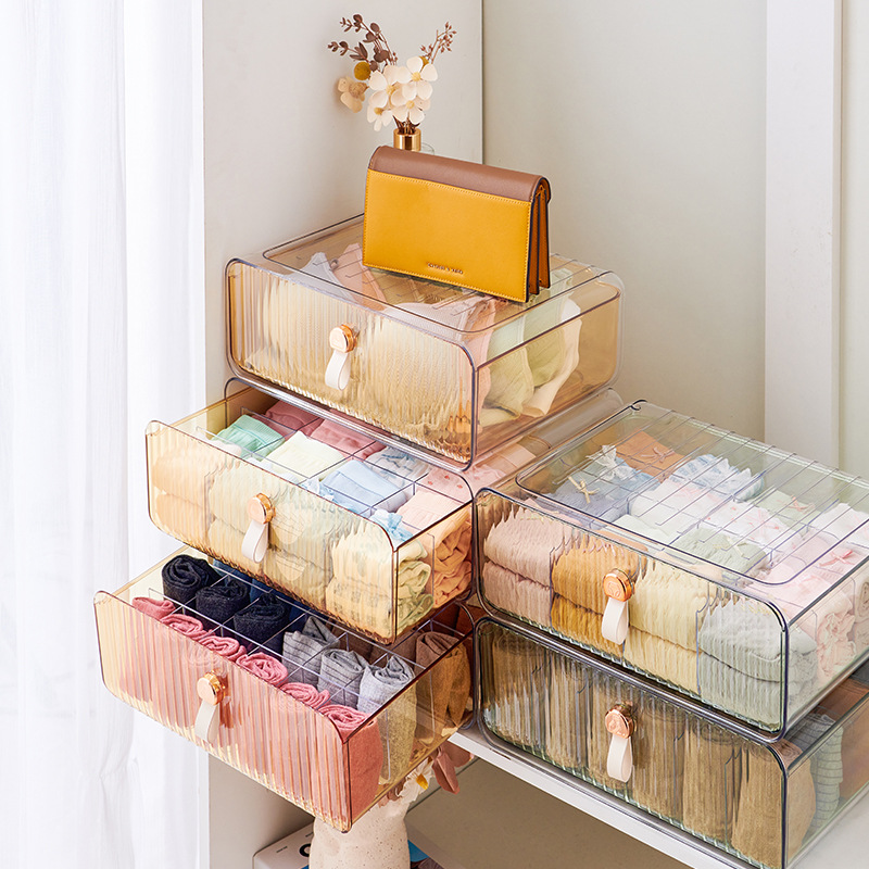 Drawer Underwear Storage Box Covered Compartment Plastic Home Storage Gadget Underwear Sorting and Separating Storage Box