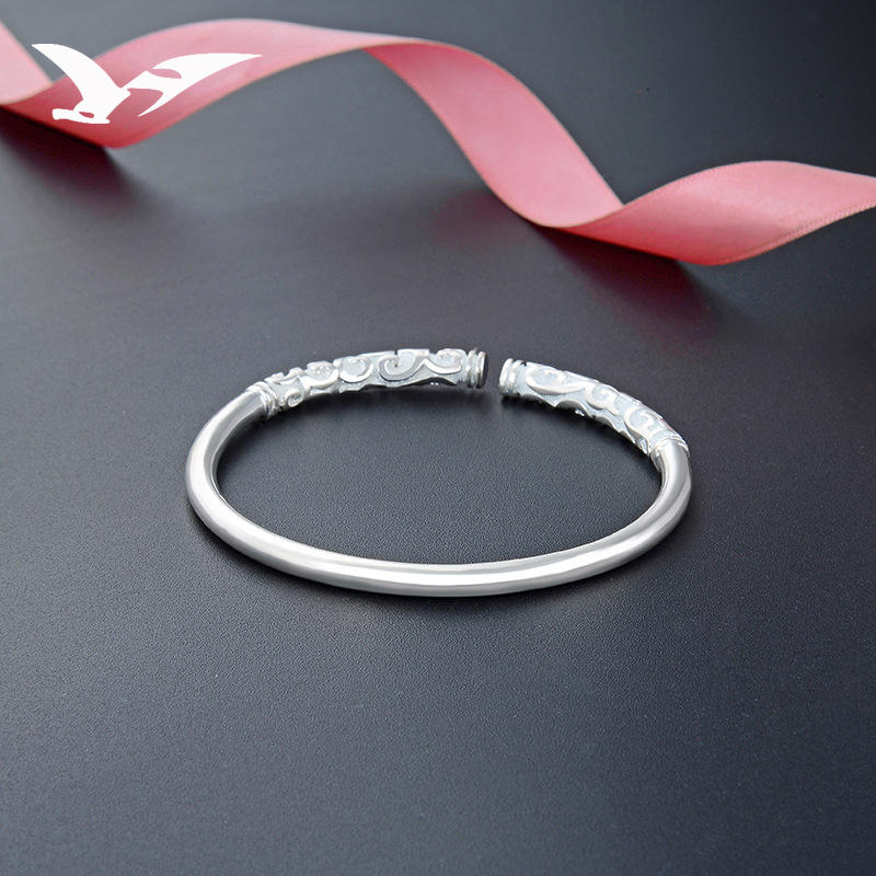 西游足银手环s999足银如意金箍棒手镯开口可调节男款女生送礼手饰