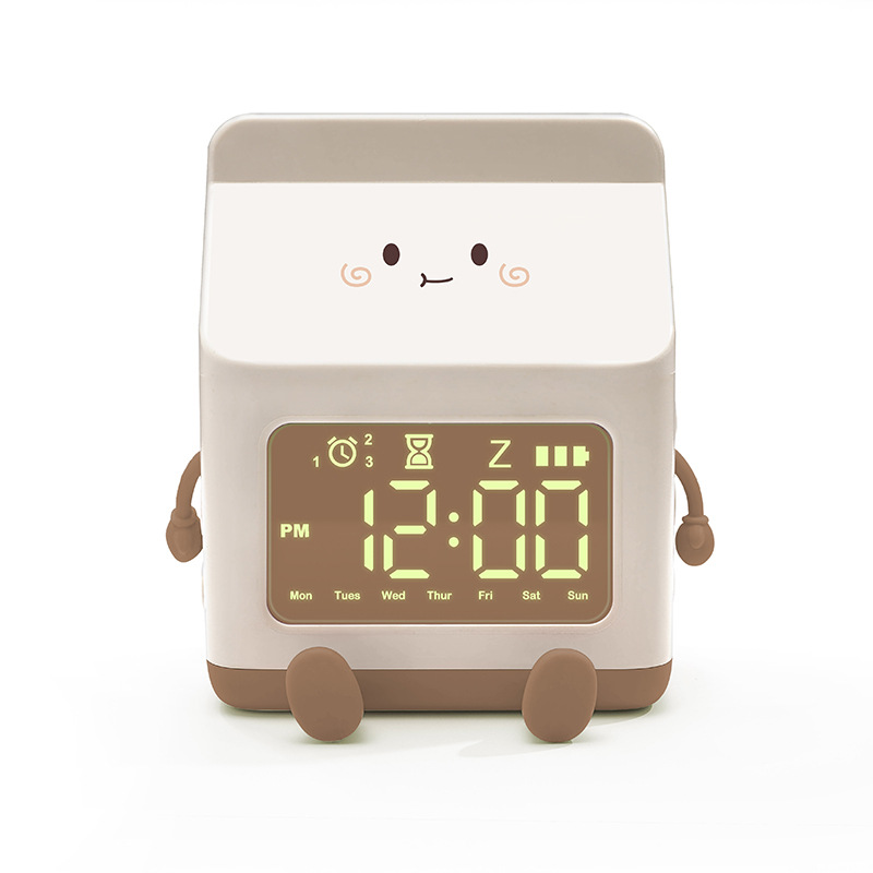 Milk Carton Creative Electronic Alarm Clock Student Only Mini Countdown Cute Little Alarm Clock Children's Bedroom Desk Clock