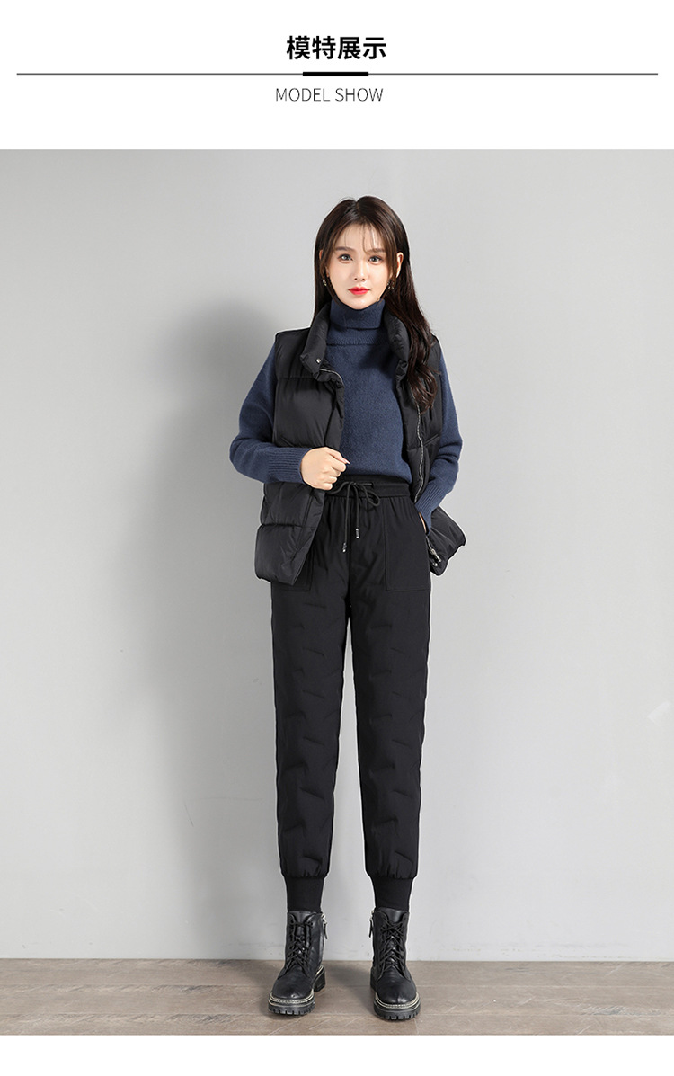 羽绒棉裤女时尚高腰加绒加厚棉裤宽松休闲哈伦裤冬季保暖显瘦