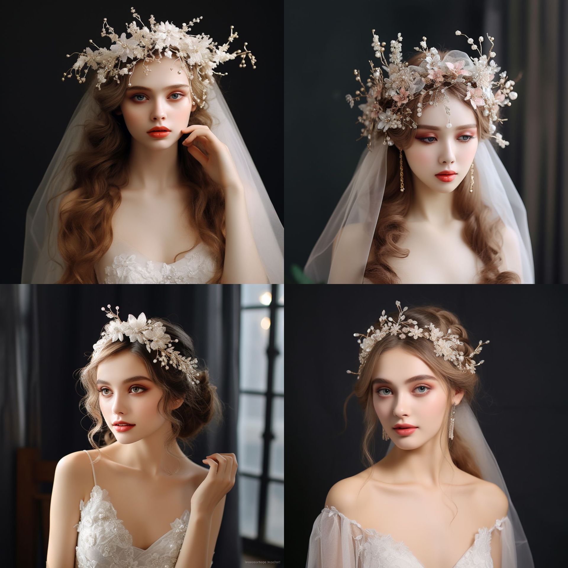 欧美婚礼舞会饰品定制手工编织水晶珍珠头饰发饰高级感盘发侧边夹