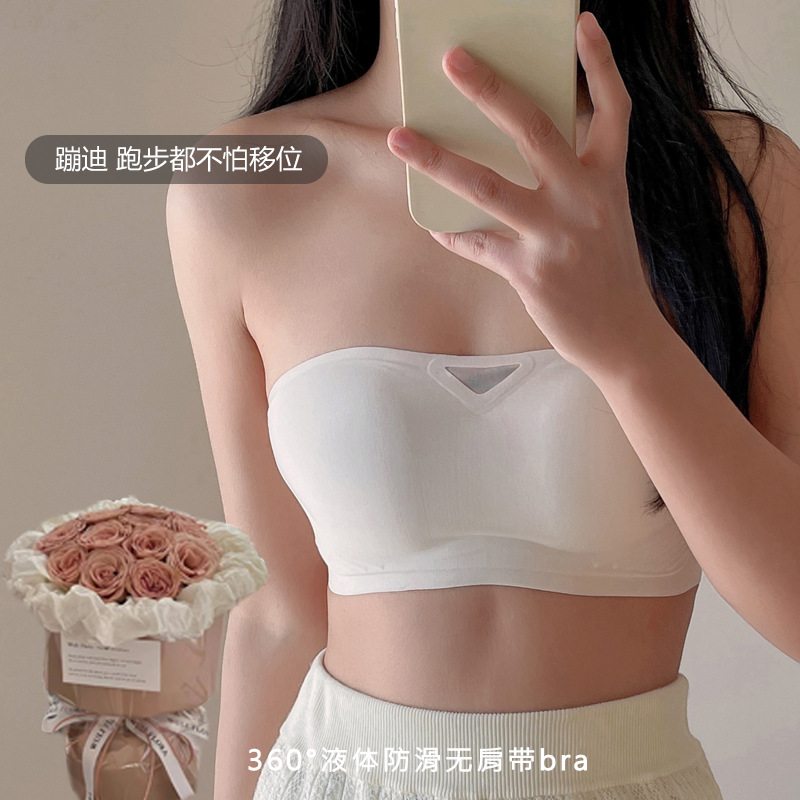 Strapless Seamless Underwear Women's 3d Push up No Wire Accessory Breast Push up Tube Top Wrapped Chest Non-Slip Fixed Cup Invisible Bra