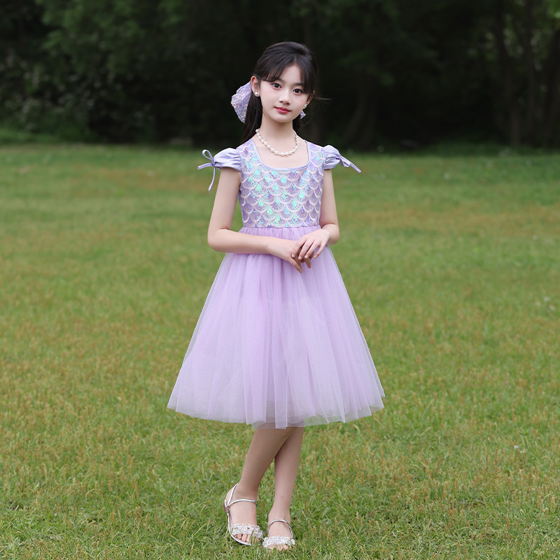 女童夏装2024新款洋气时髦大童连衣裙儿童夏季公主裙子小女孩纱裙