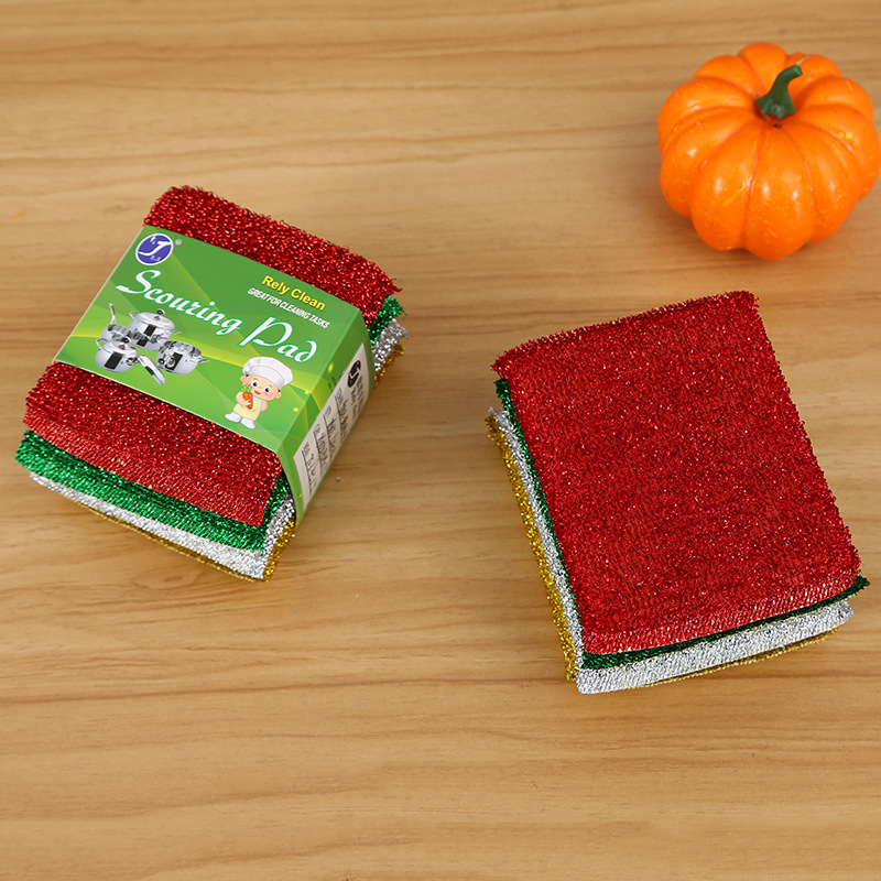 Kitchen Cleaning Sponge Pot Dishwashing with Steel Wire Sponge Brush King Stall Supply Scouring Sponge Wholesale