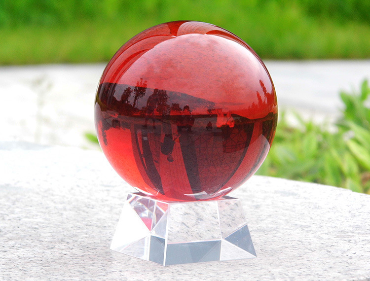 红水晶球 红色水晶球 小号水晶球 透明水晶球 摆件