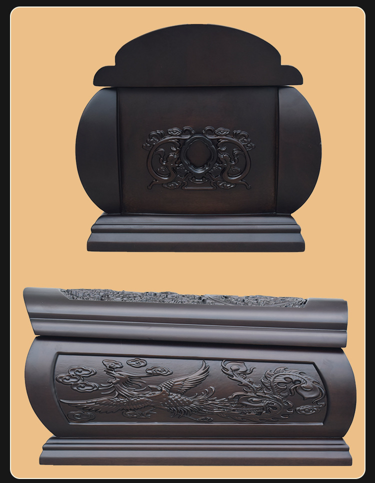 爱无止境小黑檀龙凤棺材厂家实木无钉骨灰盒迁坟寿材寿盒殡葬用品
