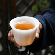德化白瓷羊脂玉主人茶杯冰种功夫茶具白瓷家用个人专用男女品茗杯