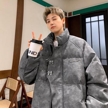 雾霾灰皮棉服男冬季金属飞机扣美式棉衣外套加厚保暖宽松面包服