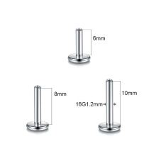 厂家直销F136钛合金唇钉杆16G（1.2mm）平底内牙穿孔唇环配件批发