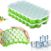 硅胶蜂窝冰格37格冰块模具蜂巢创意自制制冰盒冰格跨境DIY棒冰模