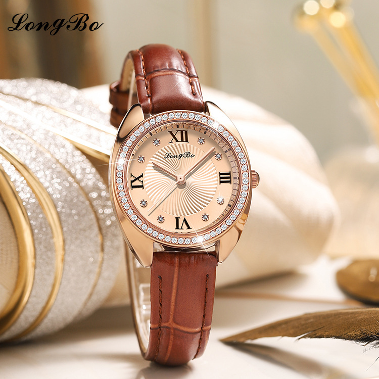 longbo龙波品牌女表石英镶钻手表直播热卖腕表厂家批发直播专供