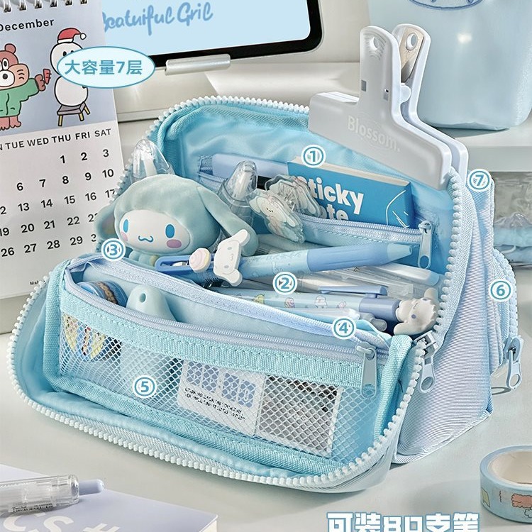 大容量笔袋女孩小学生多层ins日系高颜值初中生文具袋铅笔盒-阿里巴巴