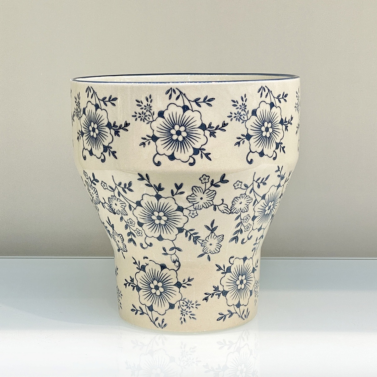 new chinese blue and white porcelain ceramic vase living room decoration high-end antique flower arrangement green plant large flower pot