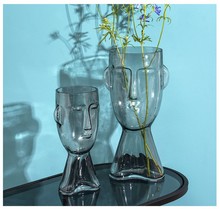 厂家创意人脸艺术花瓶摆件客厅插花玄关餐桌玻璃装饰北欧工艺品