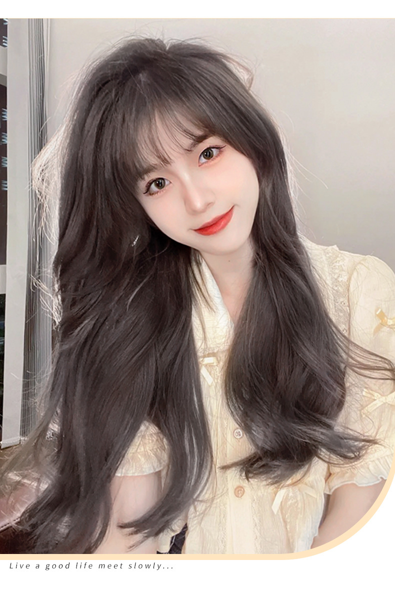 假发女长发全头套夏仿真自然空气刘海长卷发网红黑长卷中长假发套