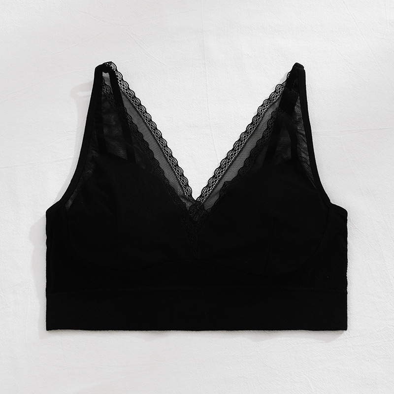 Lace Stitching Beauty Back Underwear Women's Bra Wireless Bandeau Base Ride Spaghetti-Strap Padded Vest Wrapped Chest Summer