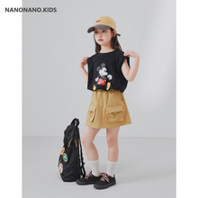 nanokids 24夏装女童工装小短裙+无袖米奇T恤儿童夏新工装半身裙