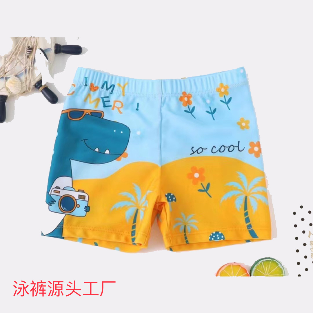 新款儿童泳裤速干男童宝宝卡通印花平角游泳裤温泉游泳装备