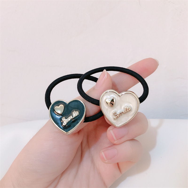 French Retro Love Hair Band Ins Classic Style Hair Rope High Sense Ponytail Rubber Band Hair Rope Hair Rope Hair Accessories