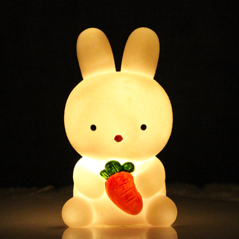 Creative Led Small Night Lamp Cute Luminous Bunny Light Room Bedside Lamp Decoration Vinyl New