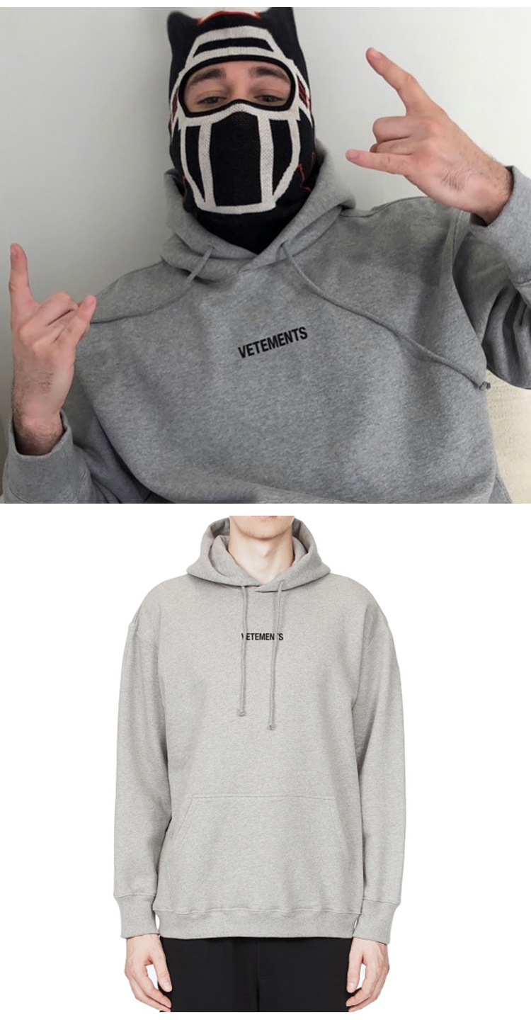 v517潮牌维特萌2020秋冬连帽卫衣欧美潮流侧面洗水标刺绣印花帽衫