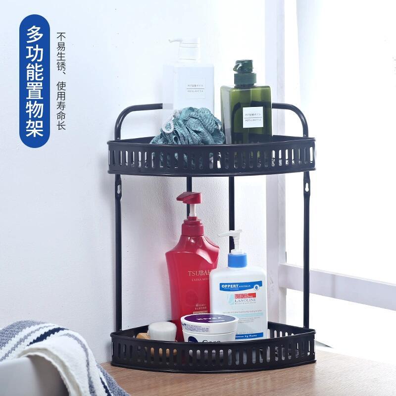 Iron Bathroom Triangle Storage Rack Double-Layer Three-Layer Kitchen Seasoning Rack Countertop Installation-Free Multi-Purpose Storage Rack