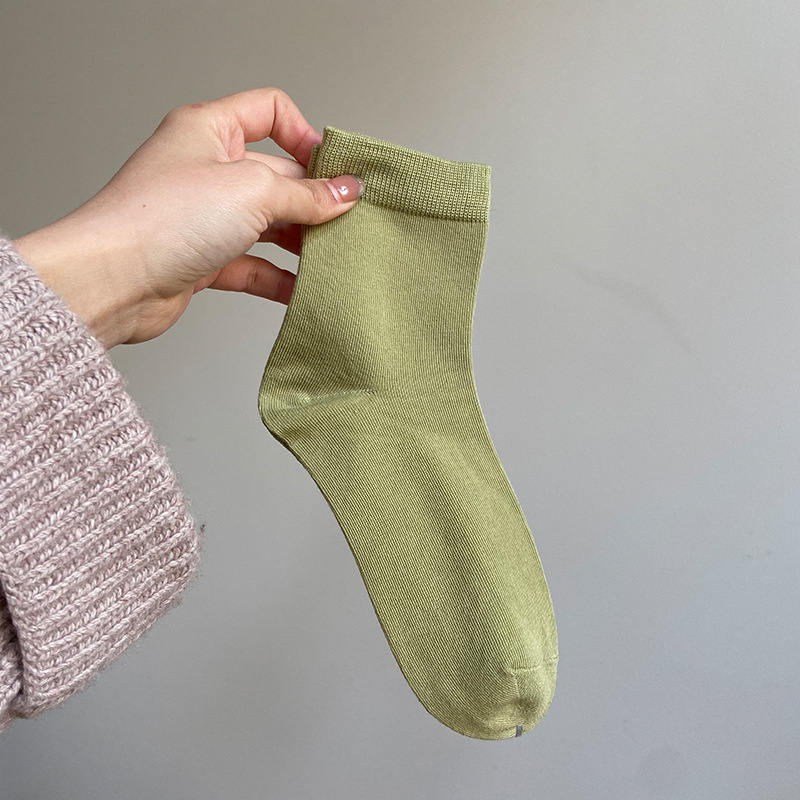 高档32支丝光棉袜子女新疆长绒春韩简约纯色中筒短四季盒装独立包