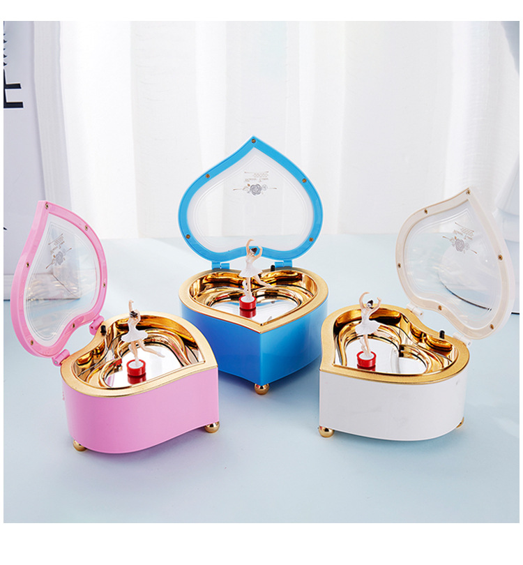 少女心小清新爱心八音盒创意旋转跳舞小女孩音乐盒儿童情人节礼物