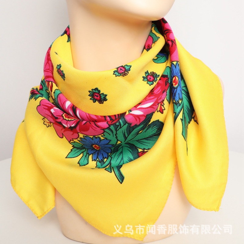 70cm Cotton Ethnic Style All-Match Scarf Vintage Printed Scarf Spring and Summer Sun Protection Autumn and Winter Warm Scarf Headcloth