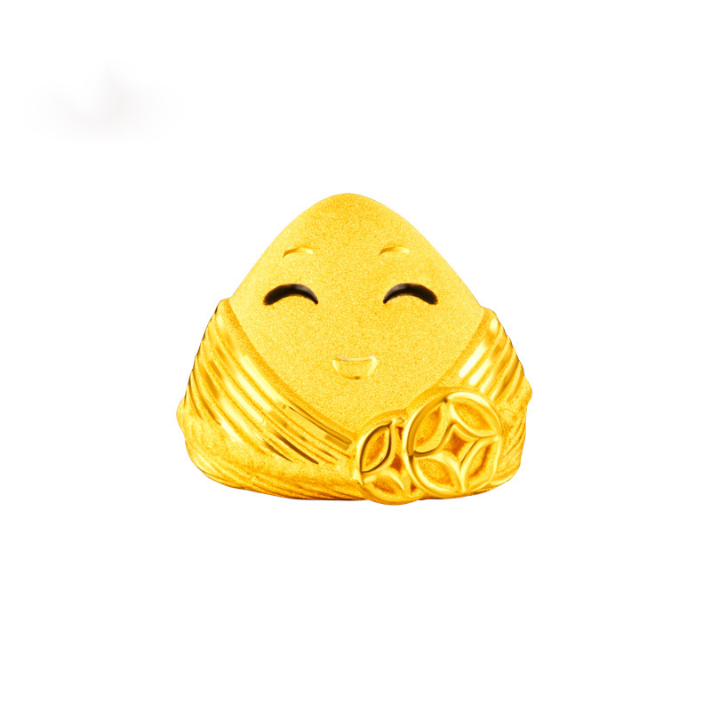 越南沙金镀3d硬黄金转运珠烤彩粽子转运珠diy串珠寓意高中手链