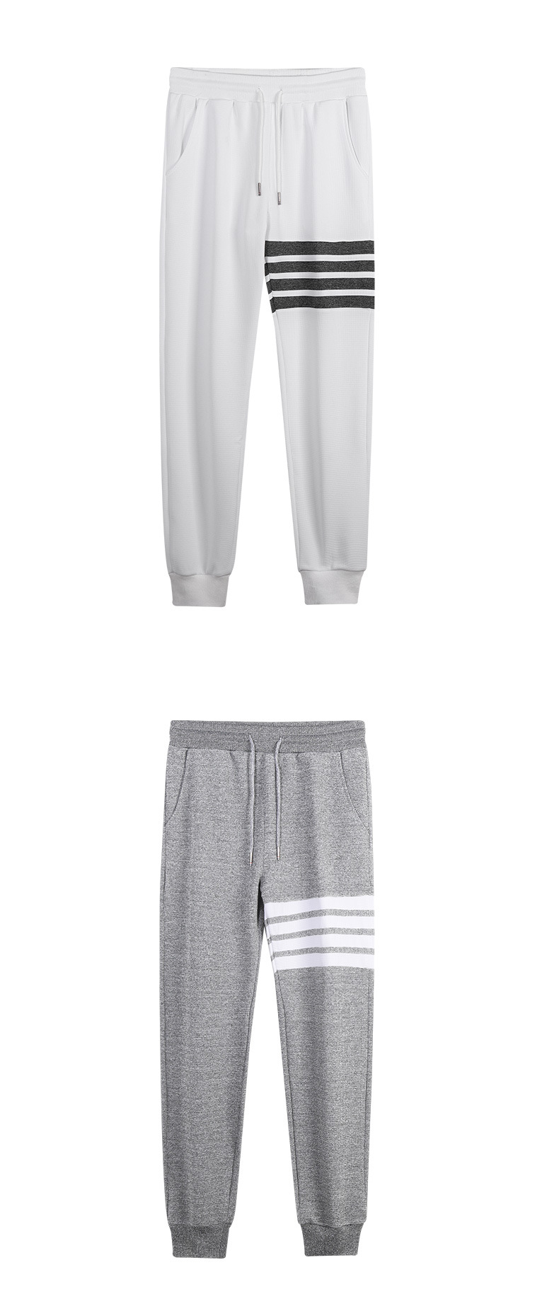 春秋新款tb华夫格裤子男潮流休闲长裤夏季男士束脚运动裤宽松卫裤