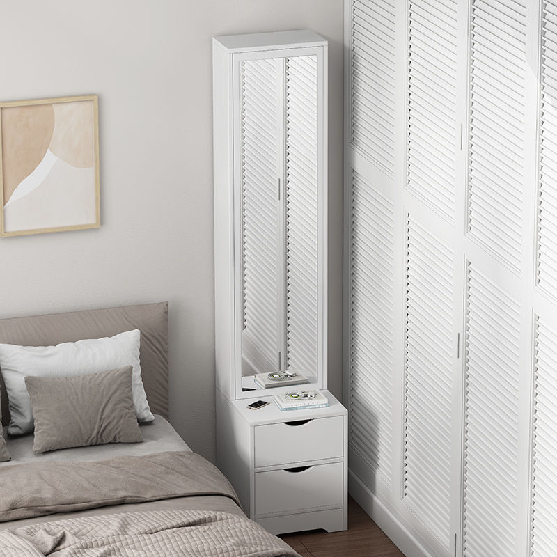 镜子全身穿衣镜家用落地镜床头收纳柜一体卧室女生化妆镜大试衣镜