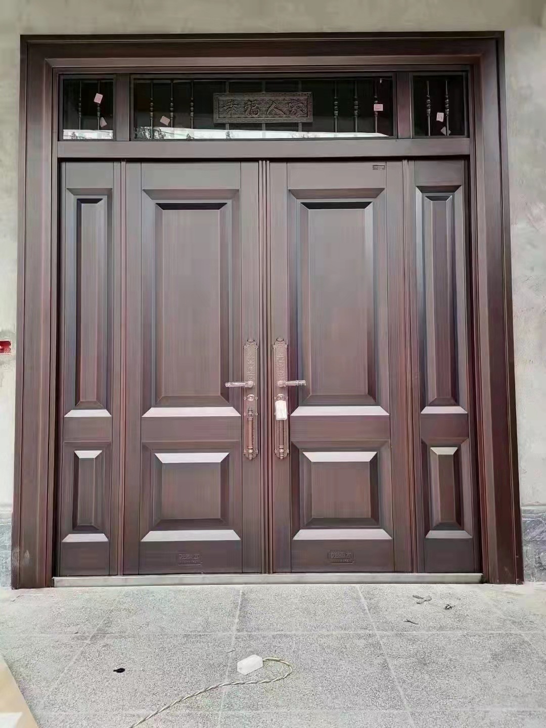 农村别墅大门双开进户大门别墅庭院锌铁合金对开入户大门仿铜大门