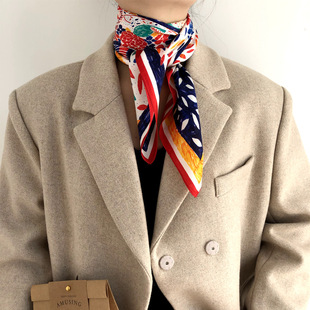 欧美风图腾65cm素绉缎真丝中方巾真丝礼品搭西装丝巾女围巾批发