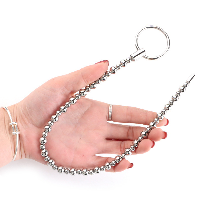 男用马眼链条拉珠 尿道堵 自慰插棒拉珠导尿扩张器 加长可弯曲