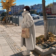 冬季韩版羊羔毛皮毛一体外套女环保皮中长款水貂绒立领毛毛大衣