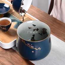 豪峰陶瓷简约家用复古水盂茶洗建水茶水缸茶桶功夫茶渣缸功夫茶盂