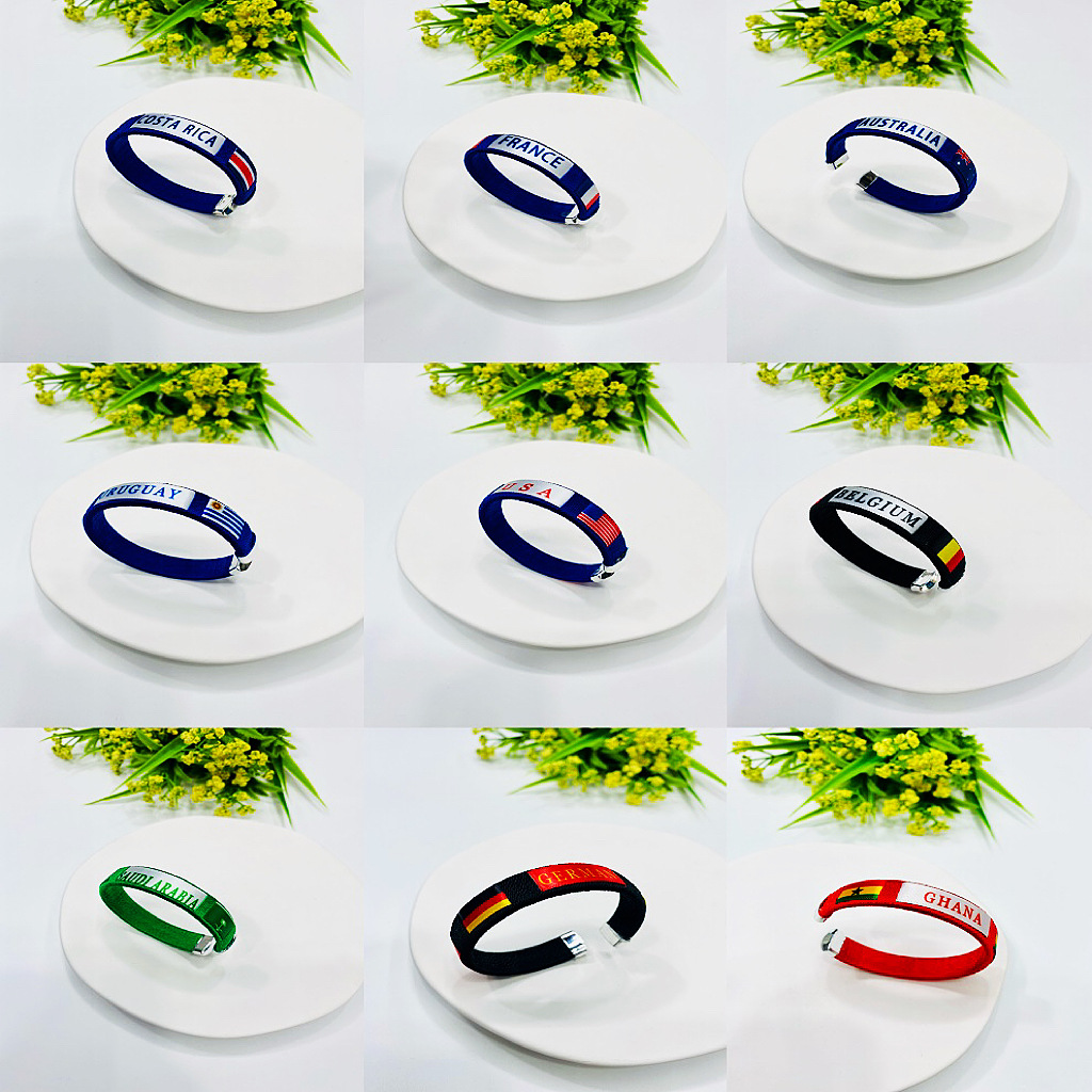 In Stock 2026 World Cup France Olympic Games Mexico US Cross-Border National Flags Ribbon Bracelet Fans