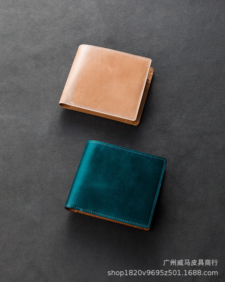 亚马逊仿马臀创意钱包男 日式商务多功能钱夹植鞣真皮简约硬币包
