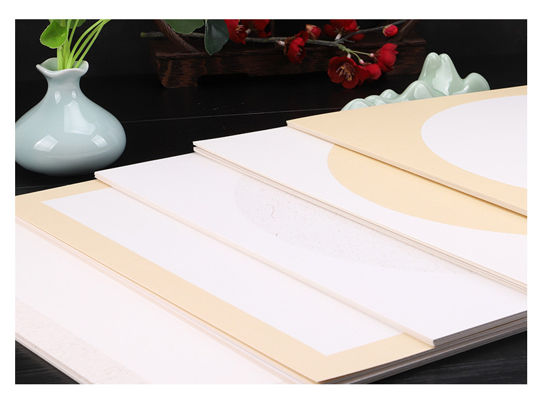 宣纸卡纸加厚生宣书法国画毛笔专用免装裱熟宣软卡镜片正方形扇面