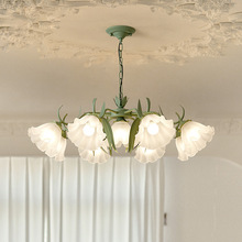 法式田园客厅主灯创意网红铃兰花朵吊灯美式乡村复古餐厅卧室灯具