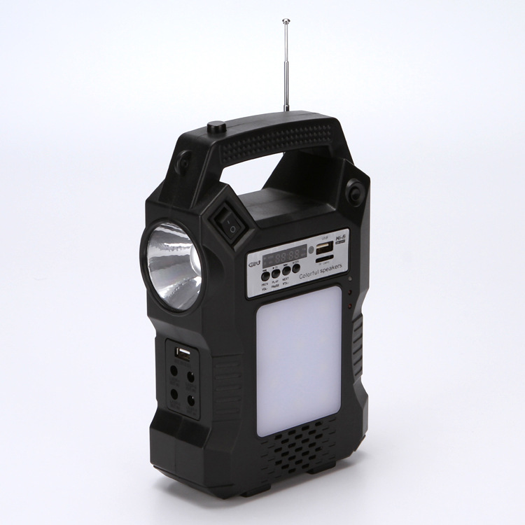 outdoor portable and versatile bluetooth radio mp3 solar emergency lamp usb mobile phone charging courtyard system light