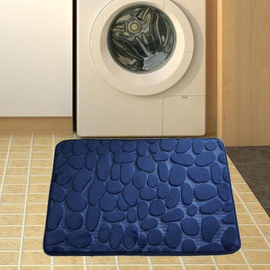 Factory Direct Sales Wholesale Foreign Trade Monochrome Embossed Bathroom Bathroom Entrance Water-Absorbing Non-Slip Mat Fabric Skin-Friendly and Comfortable
